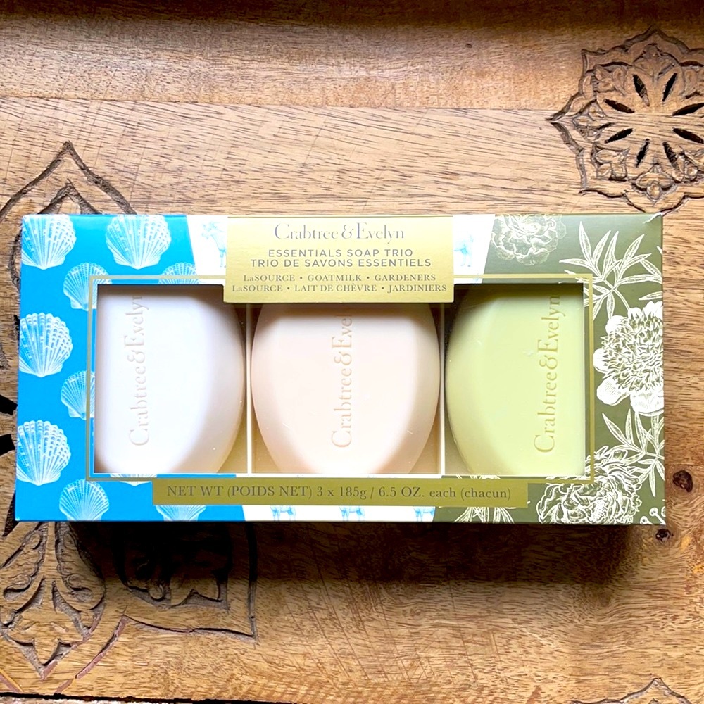 CRABTREE AND EVELYN Essentials Soap Trio ~New in box 🧼 3 fresh scents!
